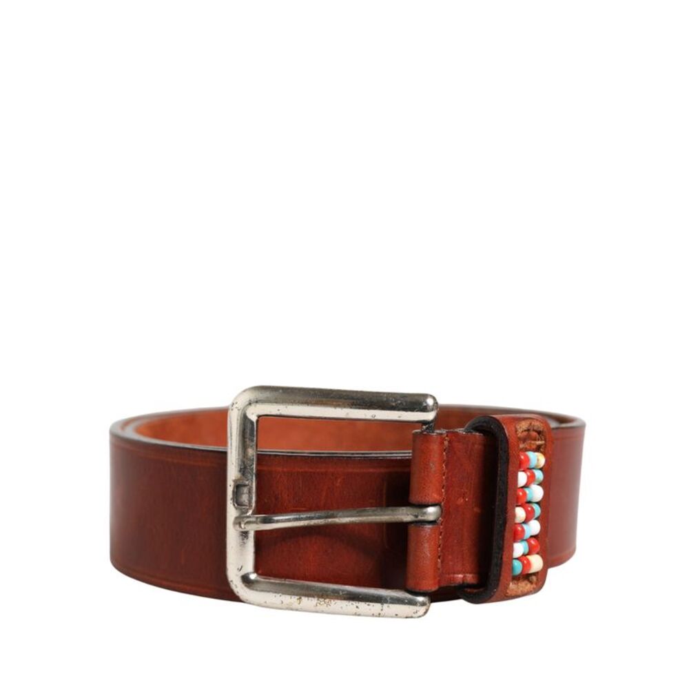 GF Ferre Bordeaux Wide Leather Waist Gold Silver Buckle Women's Belt